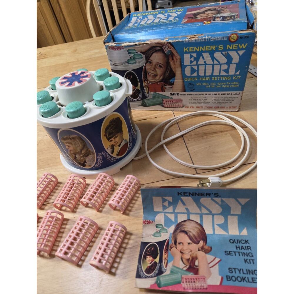 Vintage Kenner Easy Curl Hair Setter Kit 900 Working w Box Rollers 1968+